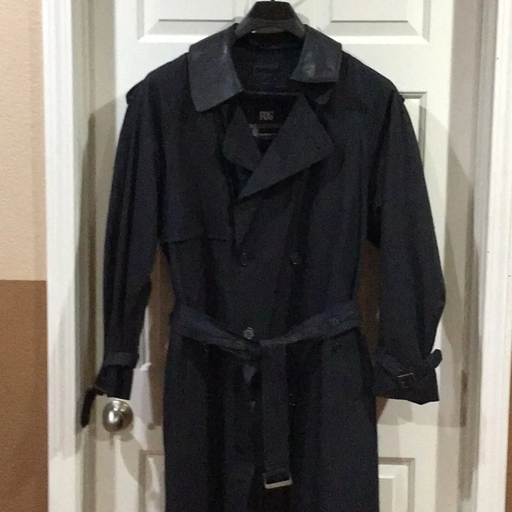London Fog Mens Black Lined Trench Coat Size 42 Regular - Picture 6 of 11